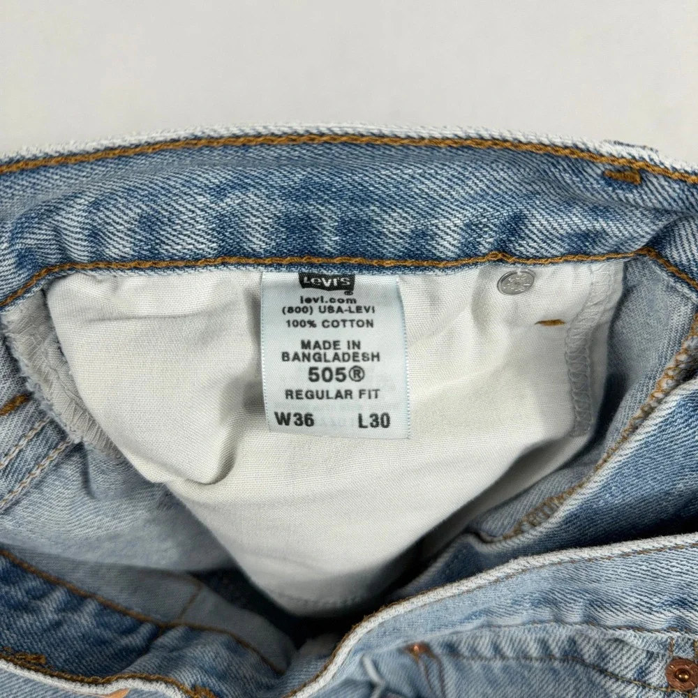 Levi's 505 Regular Fit Jeans Light Wash Denim Straight Leg Mens 36x30